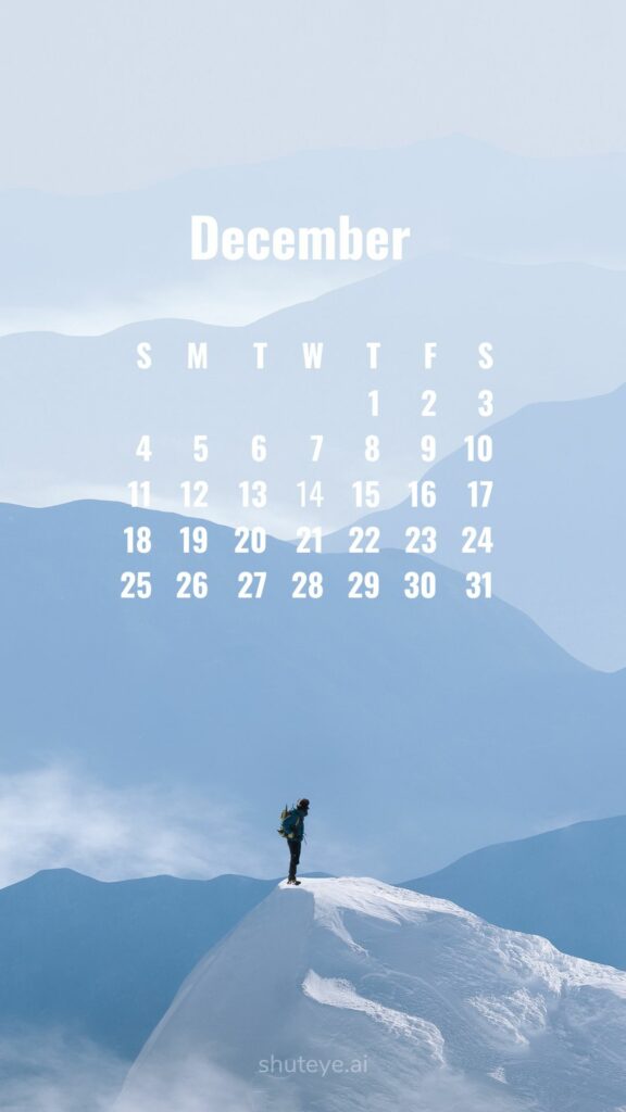 ShutEye Printable December Calendar 2022