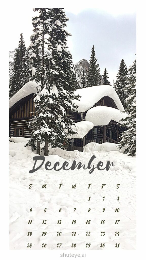 ShutEye Printable December Calendar 2022