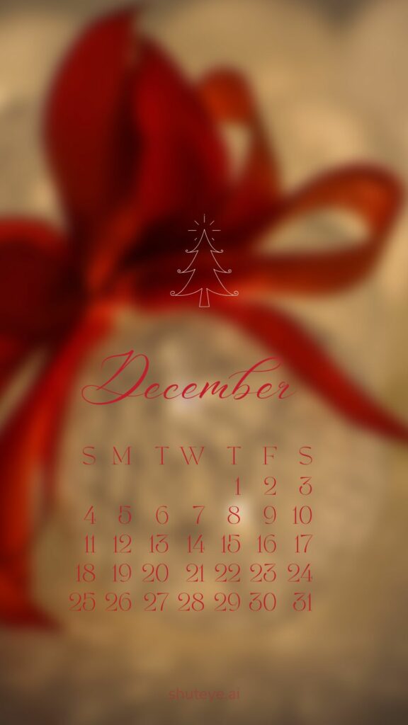 ShutEye Printable December Calendar 2022