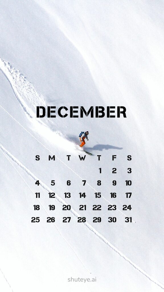 ShutEye Printable December Calendar 2022