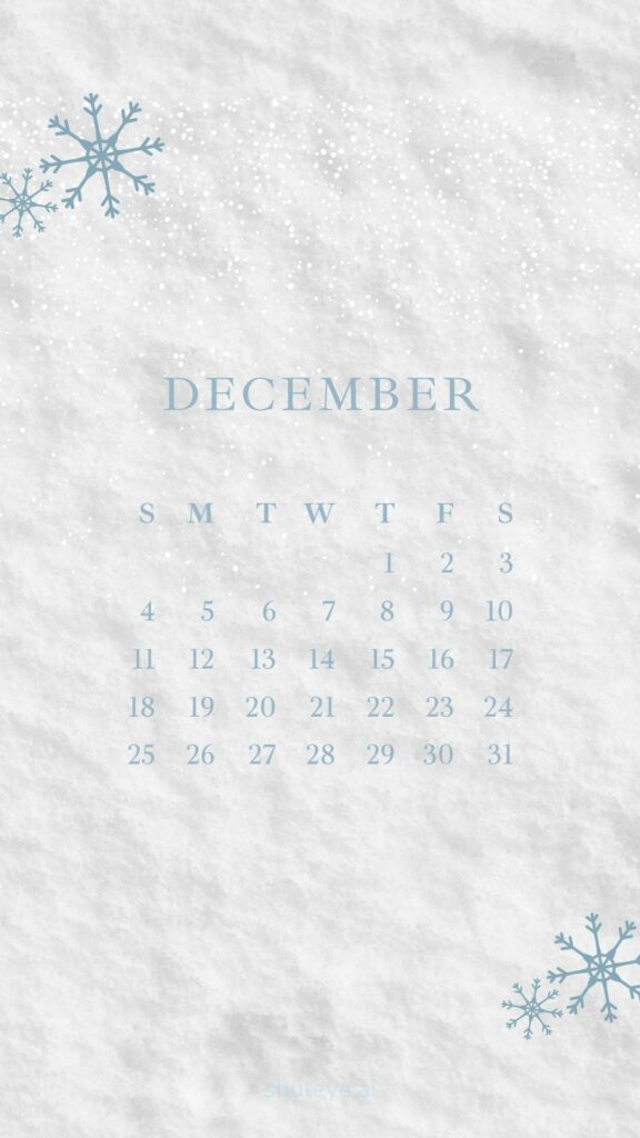 ShutEye Printable December Calendar 2022