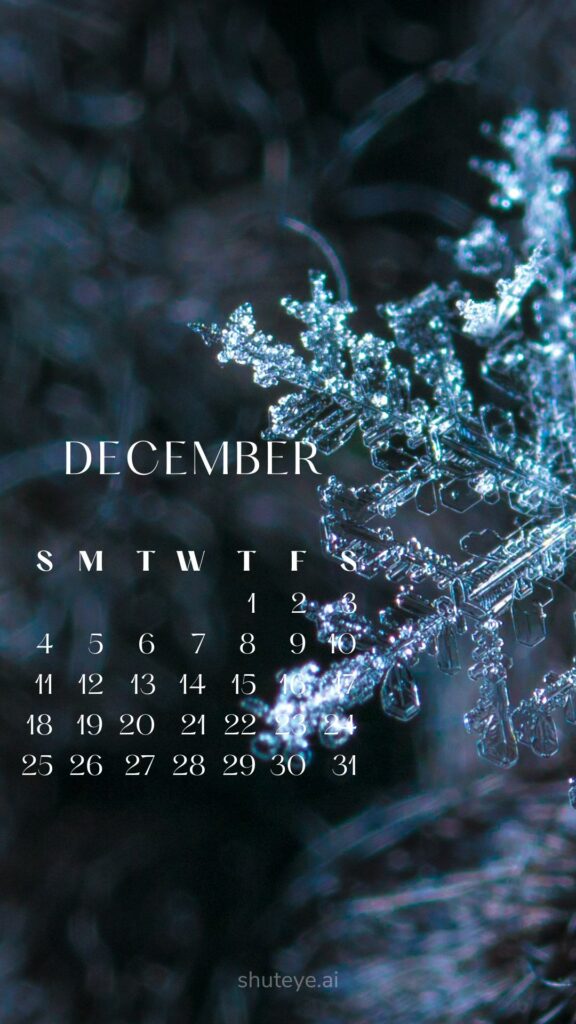 ShutEye Printable December Calendar 2022