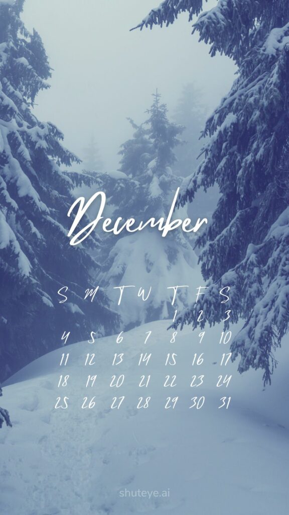 ShutEye Printable December Calendar 2022