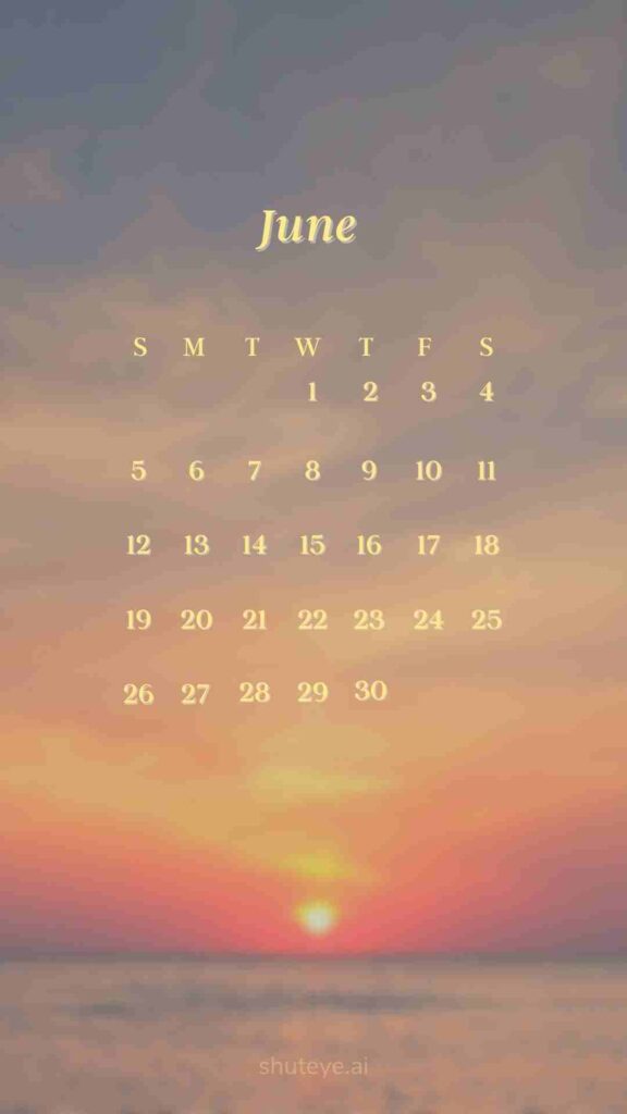 ShutEye Printable June Calendar 2022 1