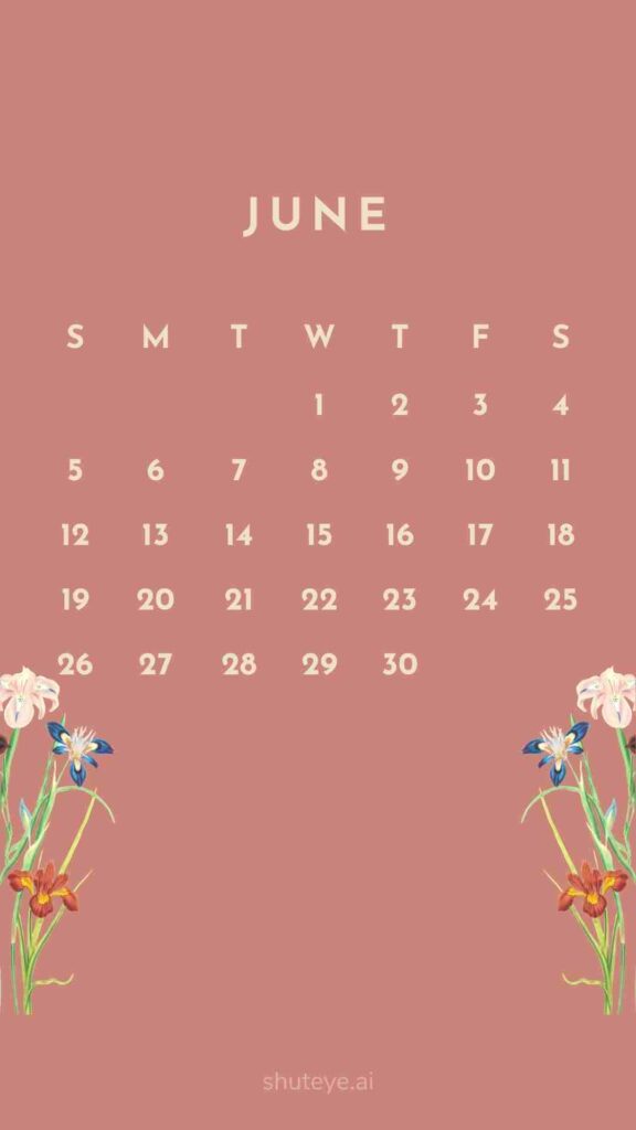 ShutEye Printable June Calendar 2022 1