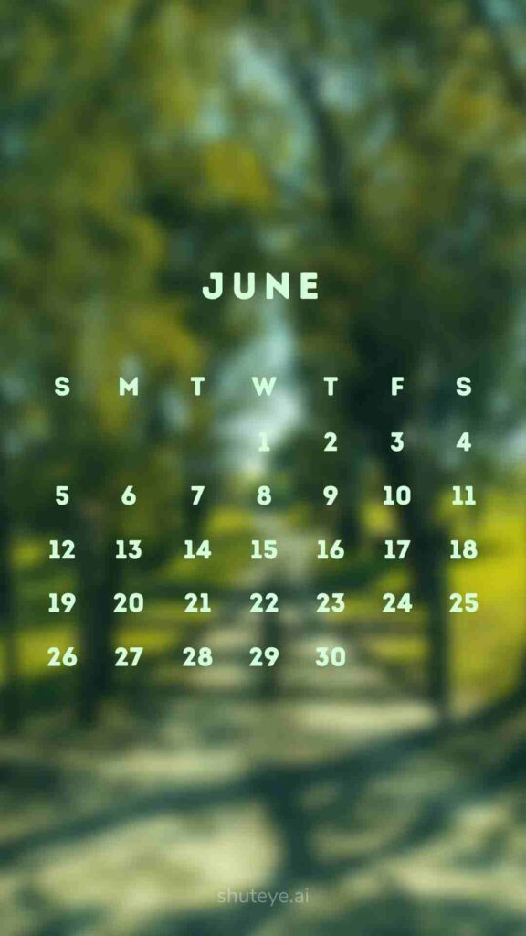 ShutEye Printable June Calendar 