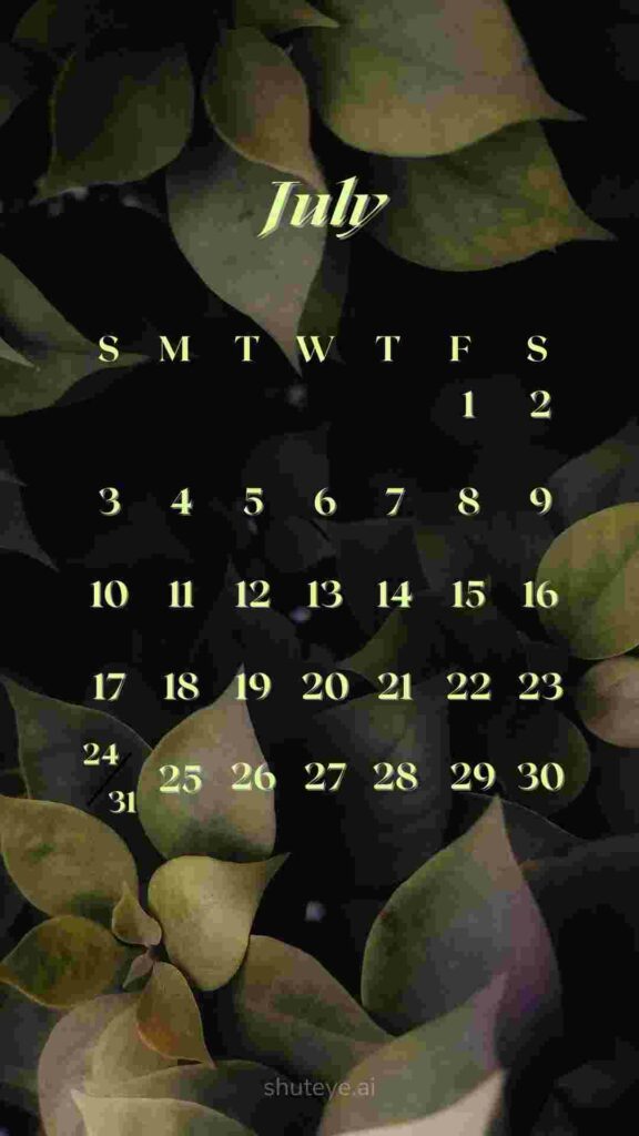 Free Printable July Calendar 2024