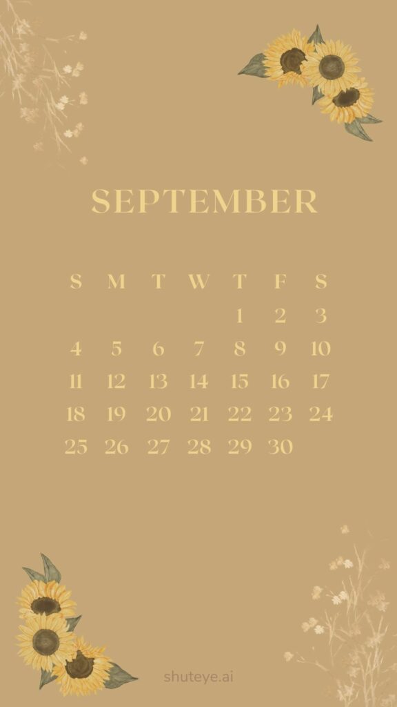 ShutEye Printable September Calendar 2022