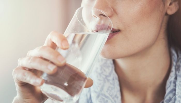 woman drinking water