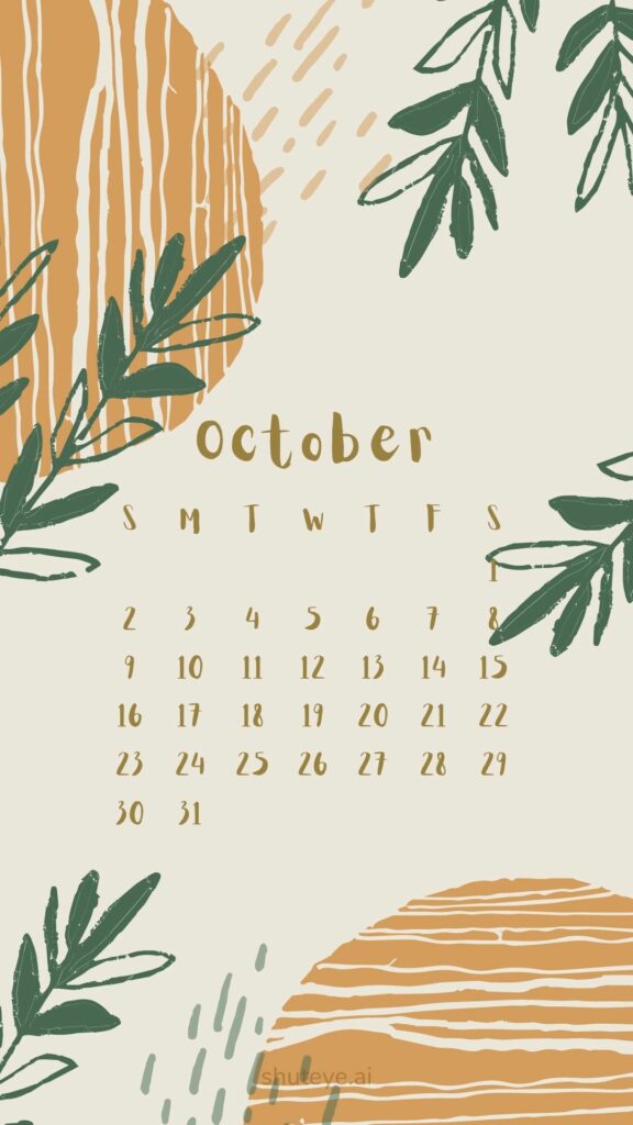 ShutEye Printable October Calendar 2022