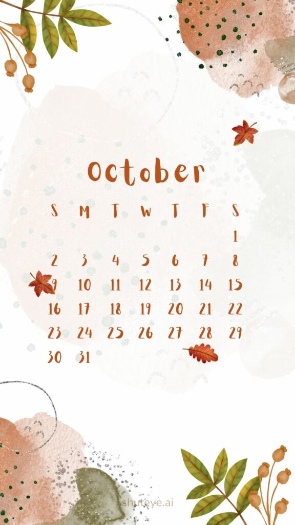 ShutEye Printable October Calendar 2022