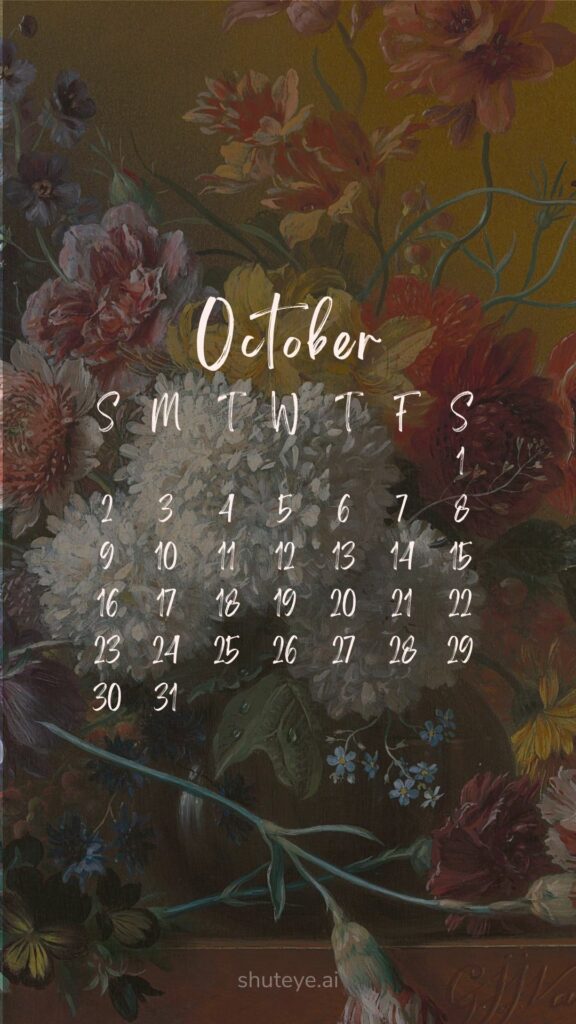 ShutEye Printable October Calendar 2022