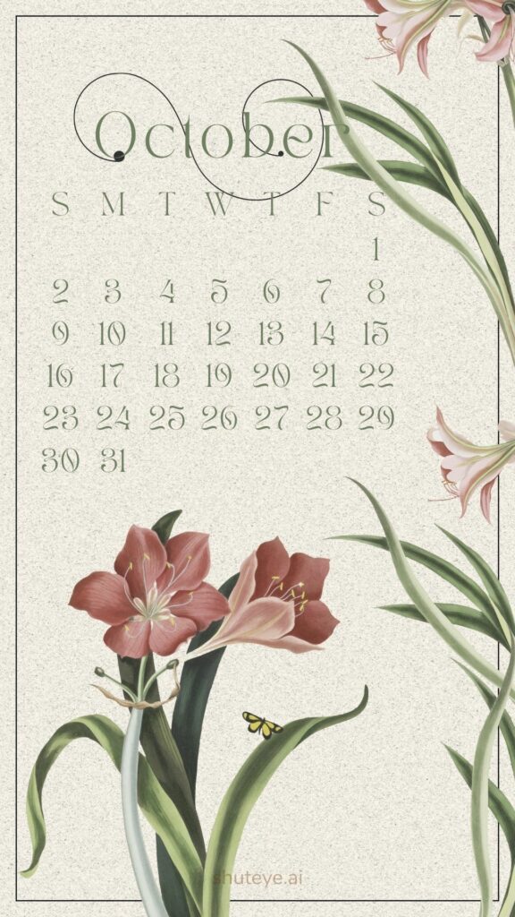 ShutEye Printable October Calendar 2022