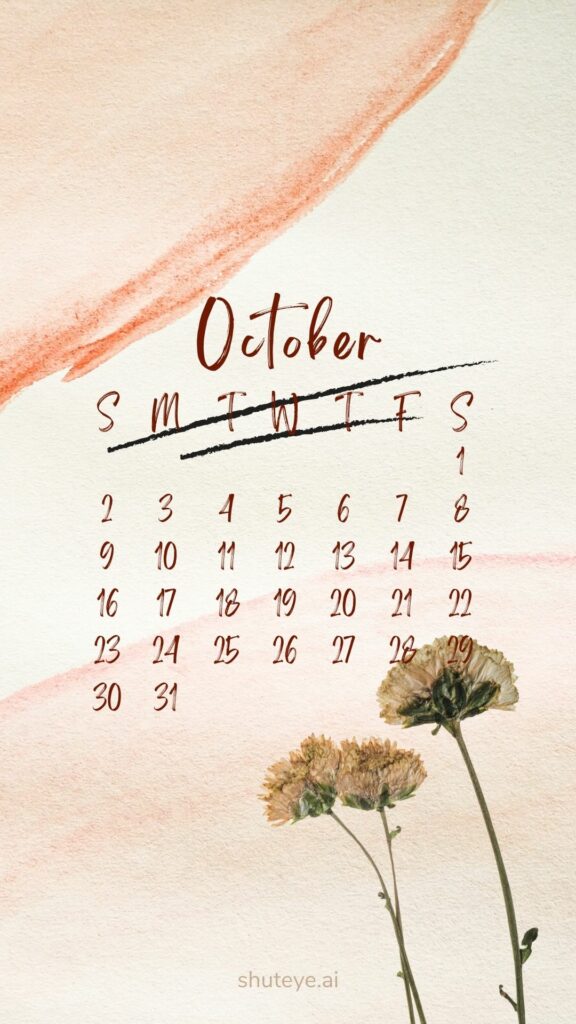 ShutEye Printable October Calendar 2022