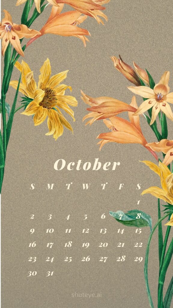 ShutEye Printable October Calendar 2022