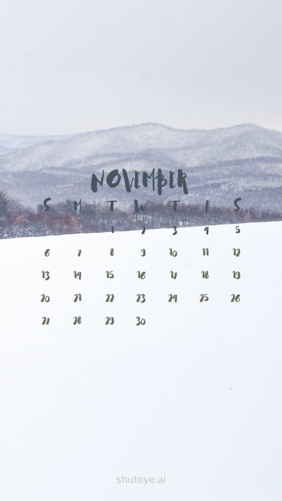 ShutEye Printable November Calendar 2022