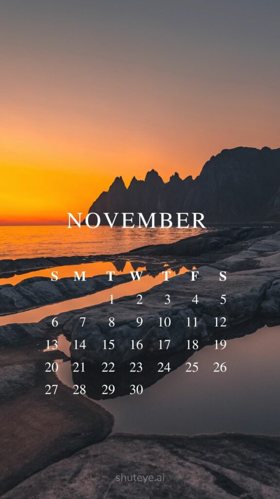 ShutEye Printable November Calendar 2022