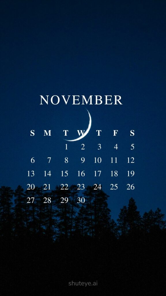 ShutEye Printable November Calendar 2022