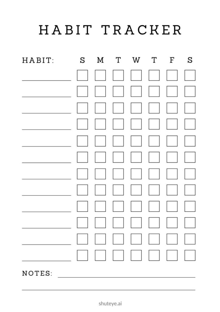 ShutEye Free Printable Habit Tracker Templates and Ideas