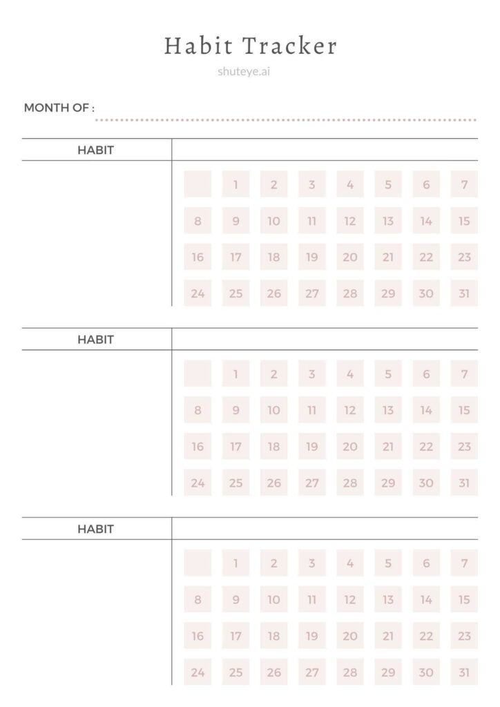 ShutEye Free Printable Habit Tracker Templates and Ideas