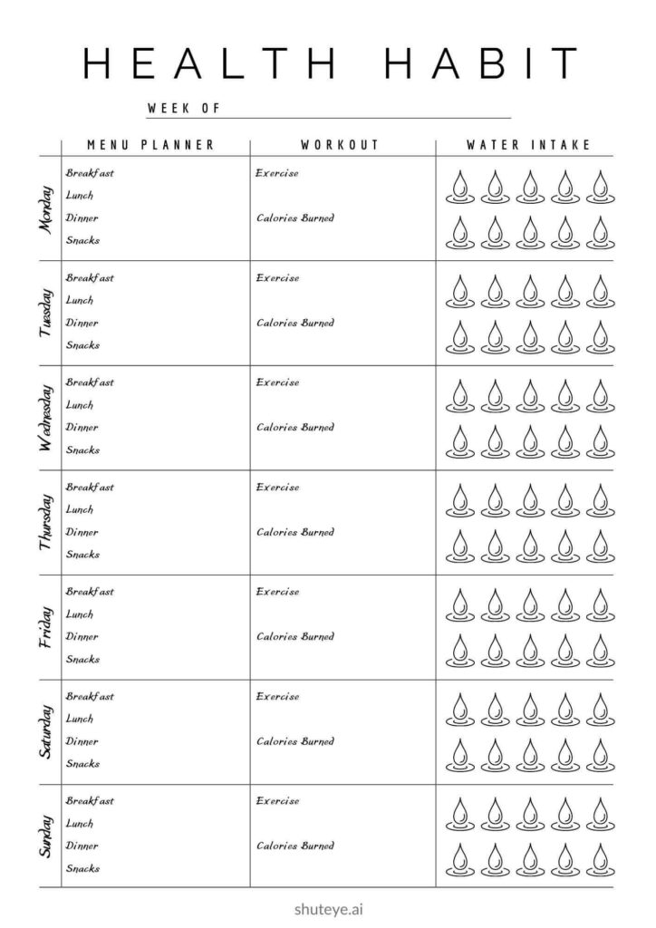 ShutEye Free Printable Habit Tracker Templates and Ideas