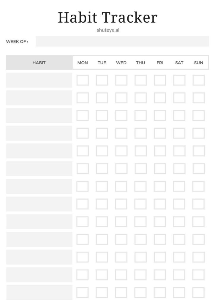 ShutEye Free Printable Habit Tracker Templates and Ideas