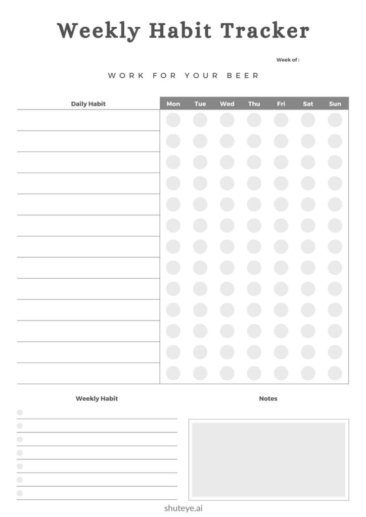 ShutEye Free Printable Habit Tracker Templates and Ideas