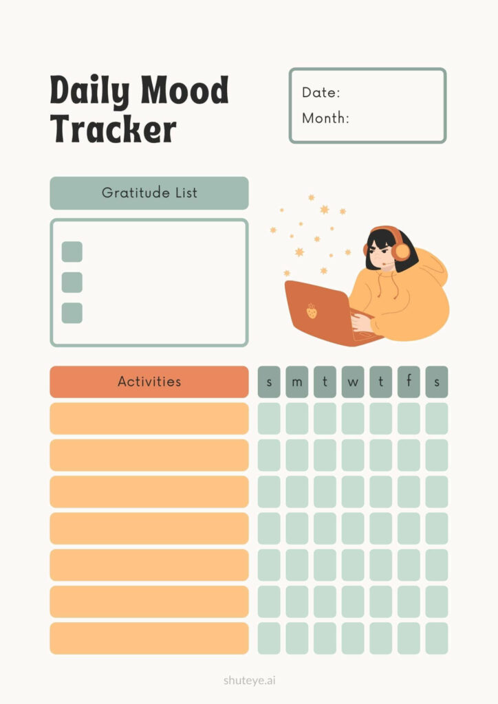 ShutEye Free Printable Mood Tracker Bullet Journal Templates and Ideas