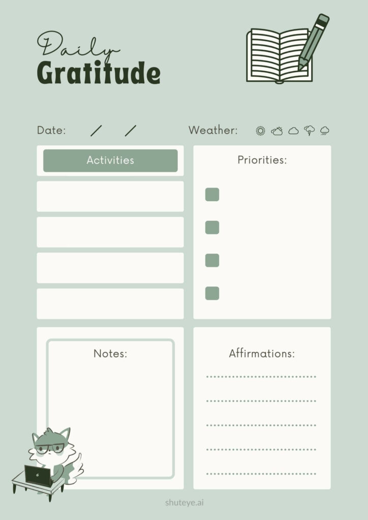 ShutEye Free printable gratitude journal2