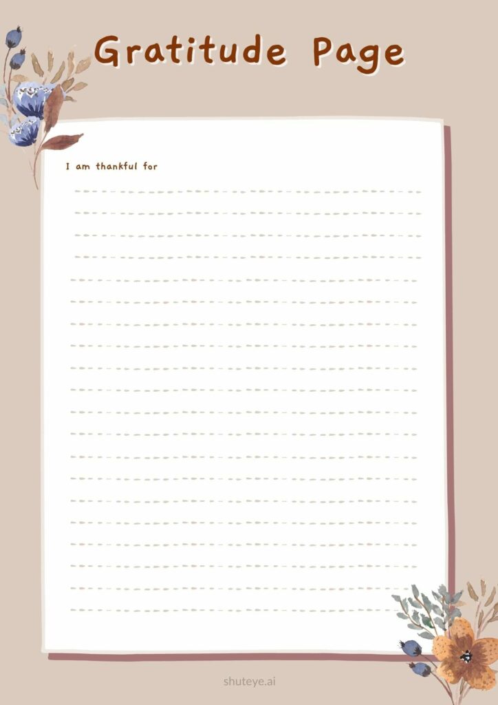 ShutEye Free printable gratitude journal2