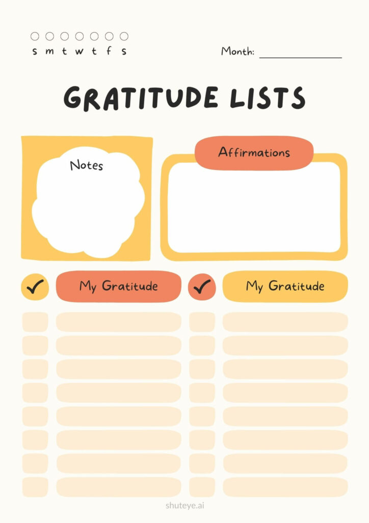 ShutEye Free printable gratitude journal