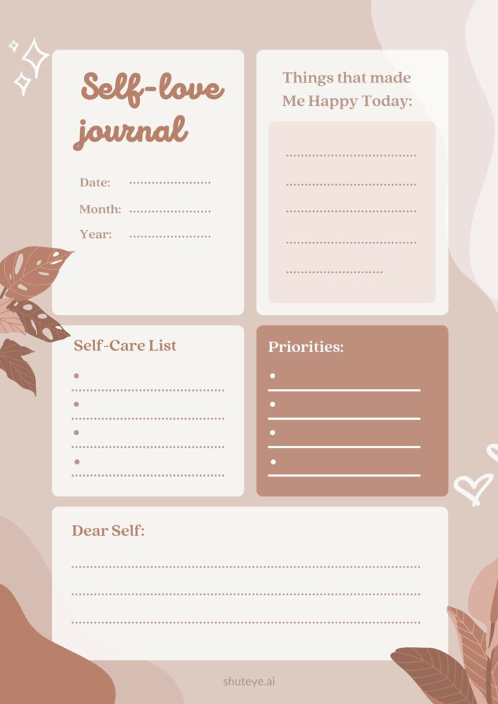 ShutEye Printable Self Love Journal Pages