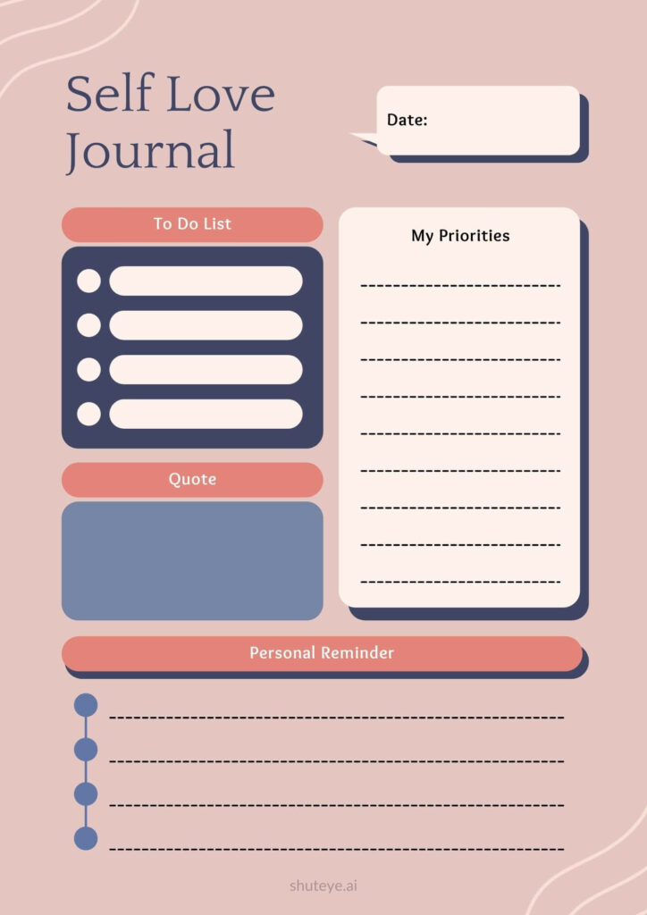 ShutEye Printable Self Love Journal Pages