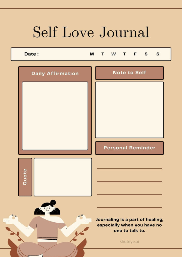 ShutEye Printable Self Love Journal Pages