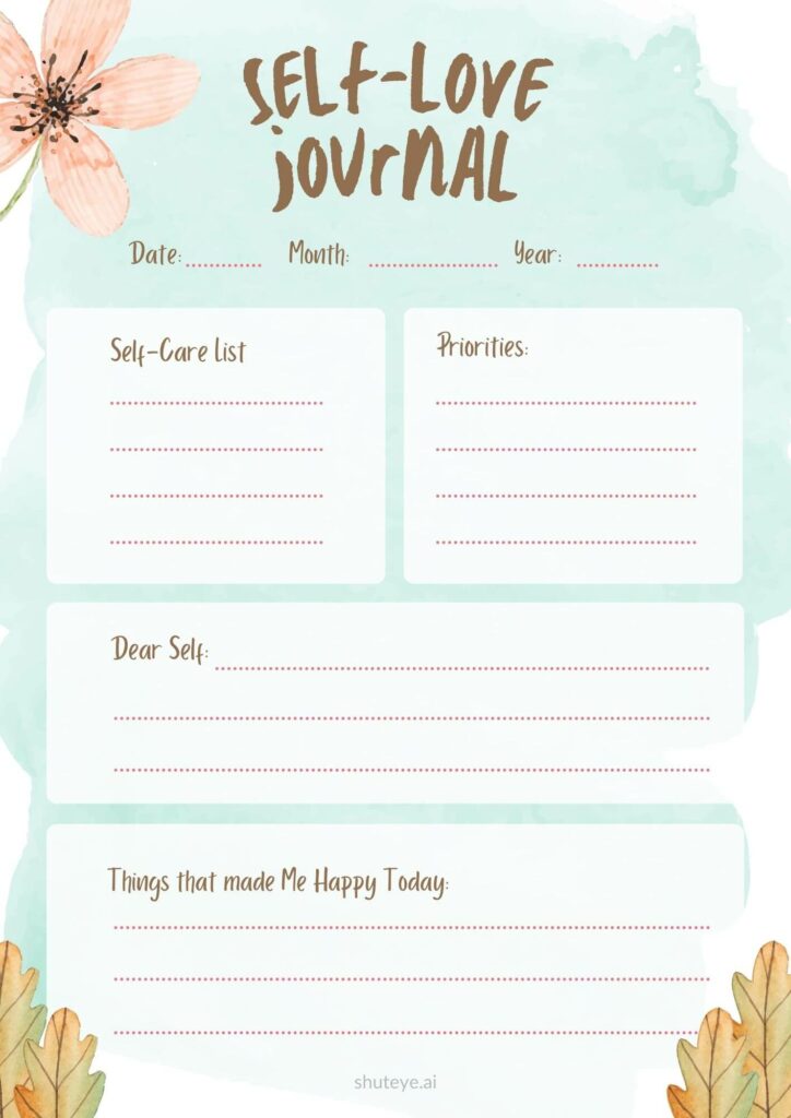 ShutEye Printable Self Love Journal Pages