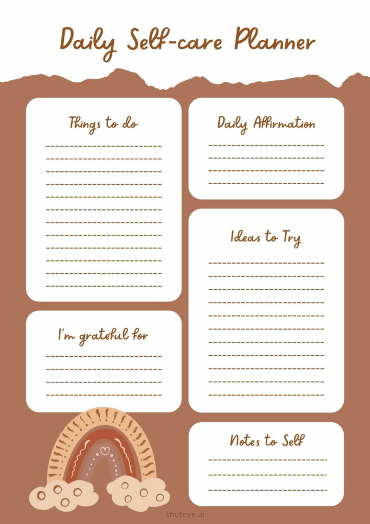 ShutEye free printable Self-care Planner Pdf free