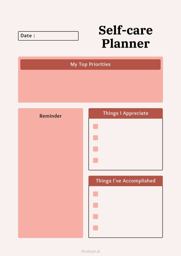 ShutEye free printable Self-care Planner Pdf free