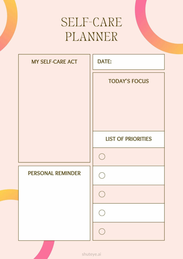 ShutEye free printable Self-care Planner Pdf free