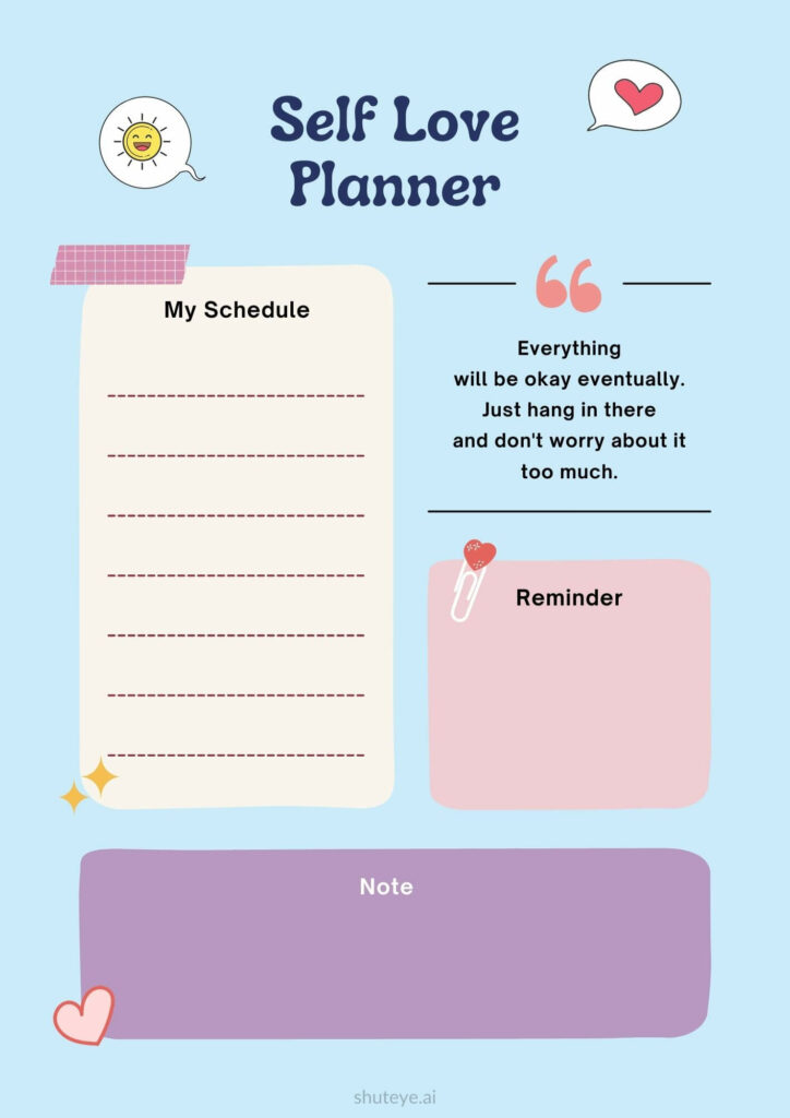 ShutEye free printable Self-care Planner Pdf free