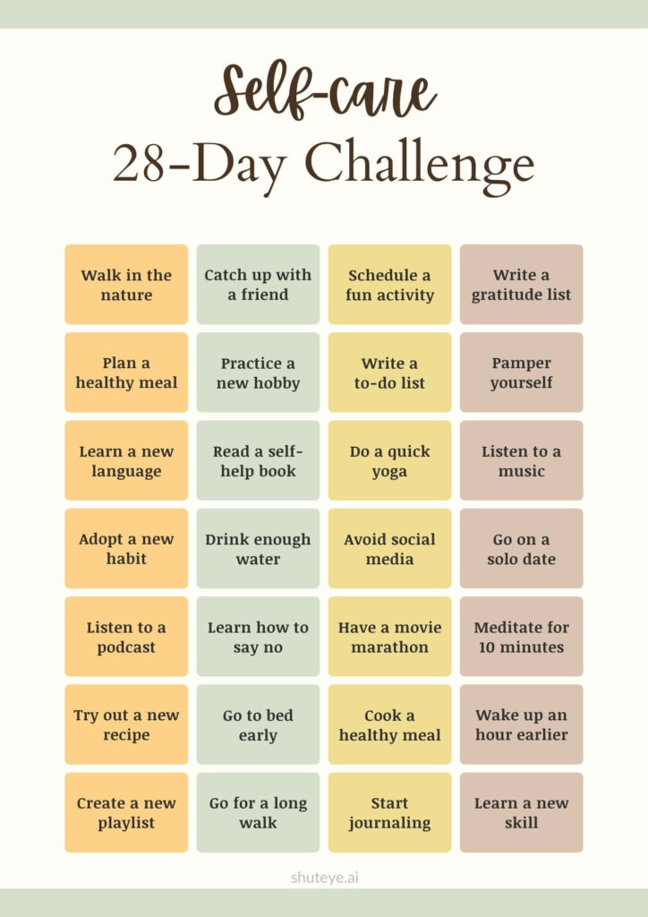 ShutEye 30-Day Self-Care Challenge Printables & Ideas