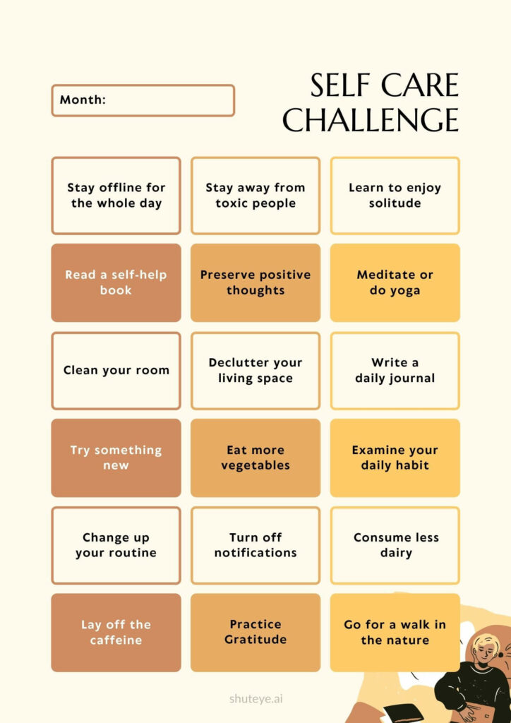 ShutEye 30-Day Self-Care Challenge Printables & Ideas