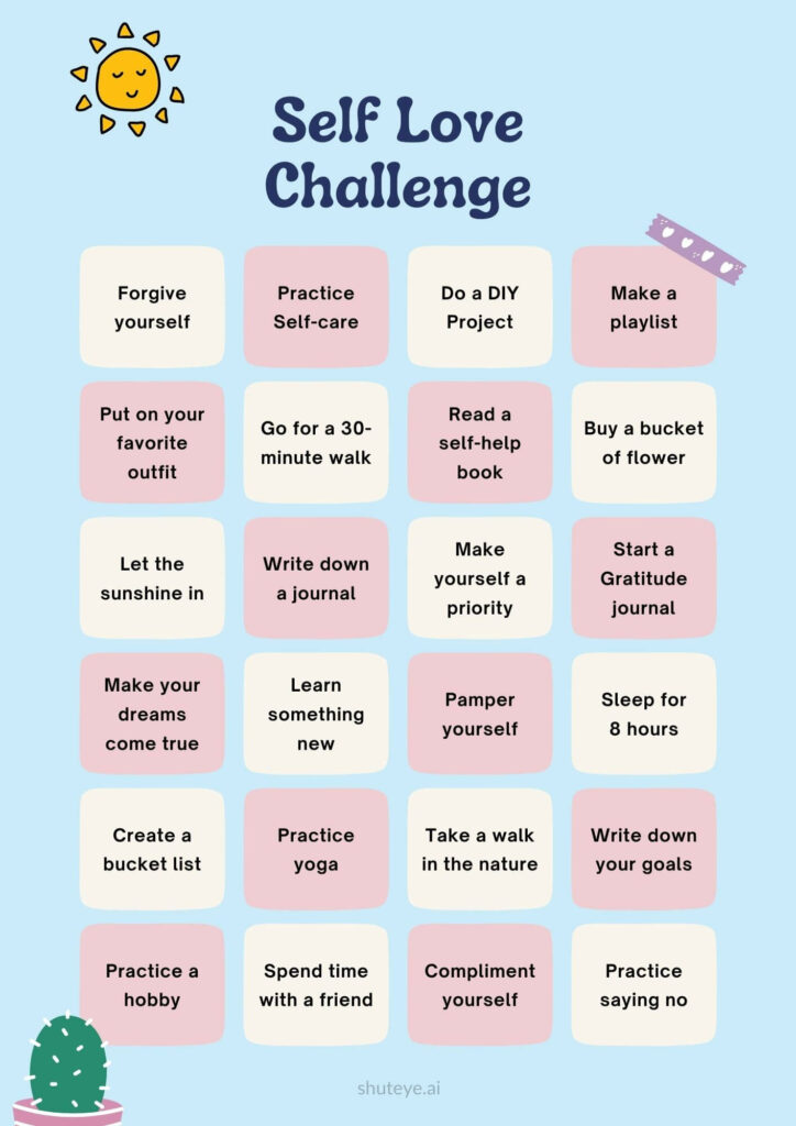 ShutEye 30-Day Self-Care Challenge Printables & Ideas