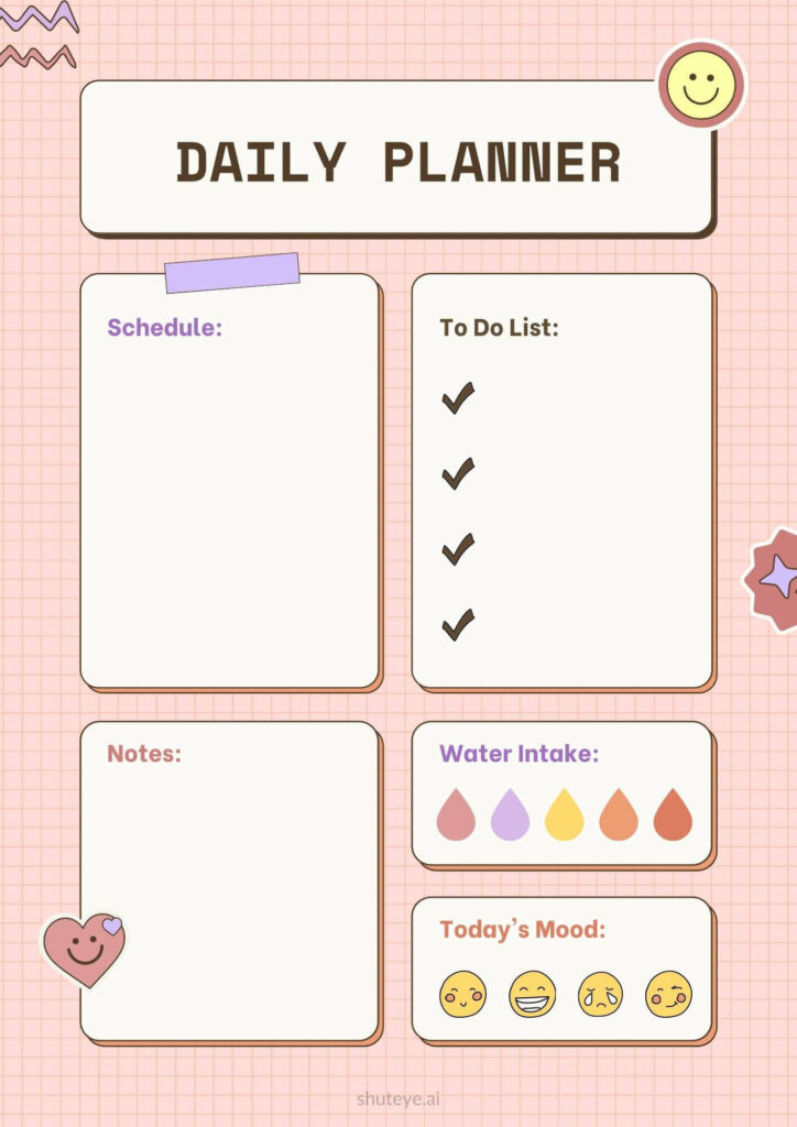 ShutEye Free Printable Daily Planner Template for Work and Study