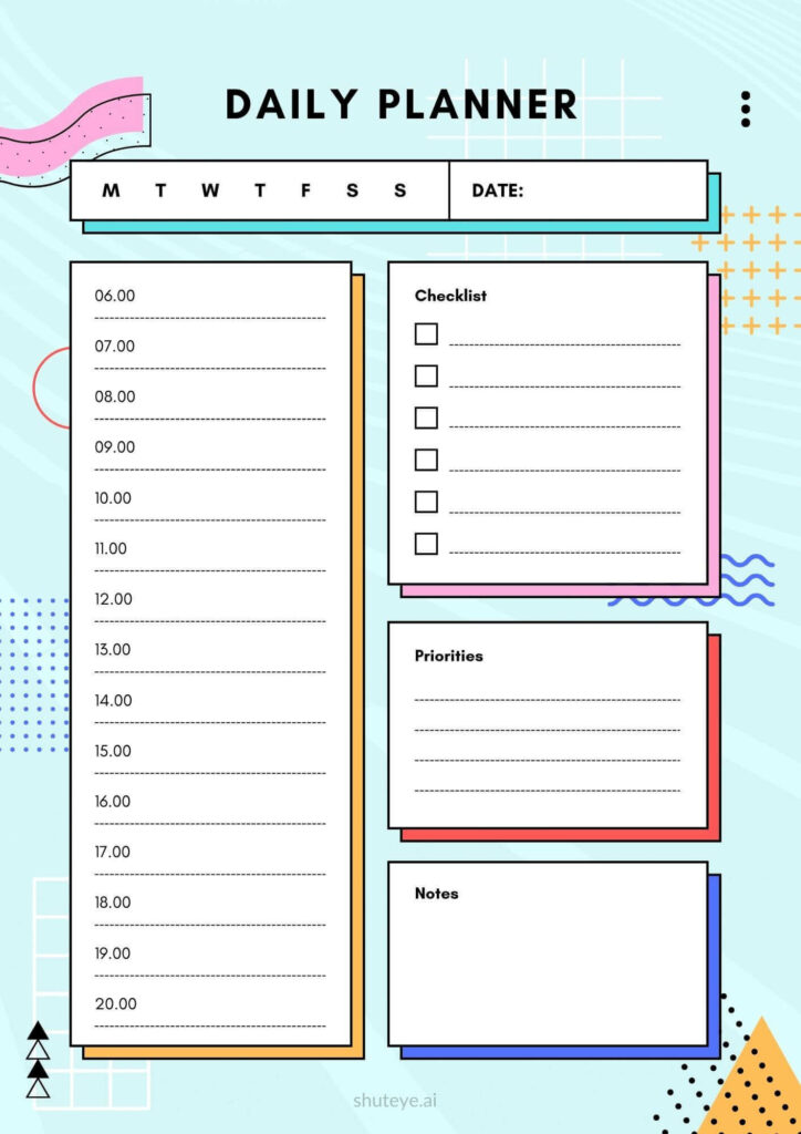 ShutEye Free Printable Daily Planner Template for Work and Study