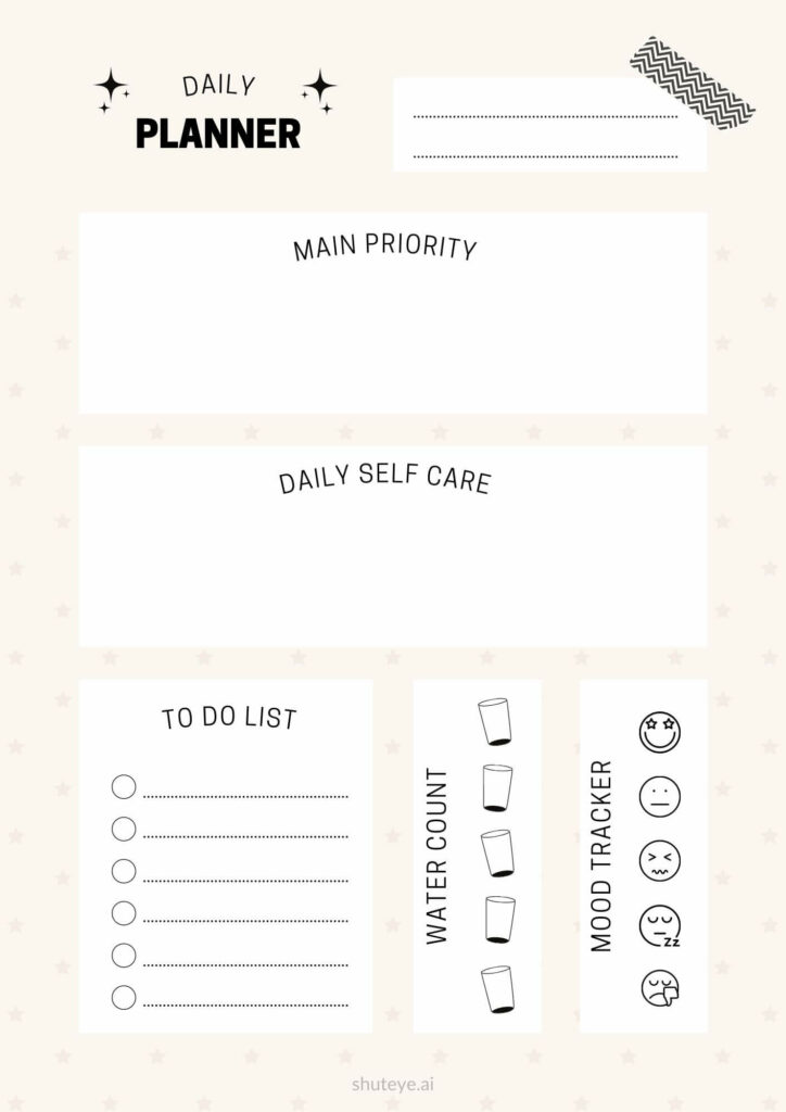 ShutEye Free Printable Daily Planner Template for Work and Study