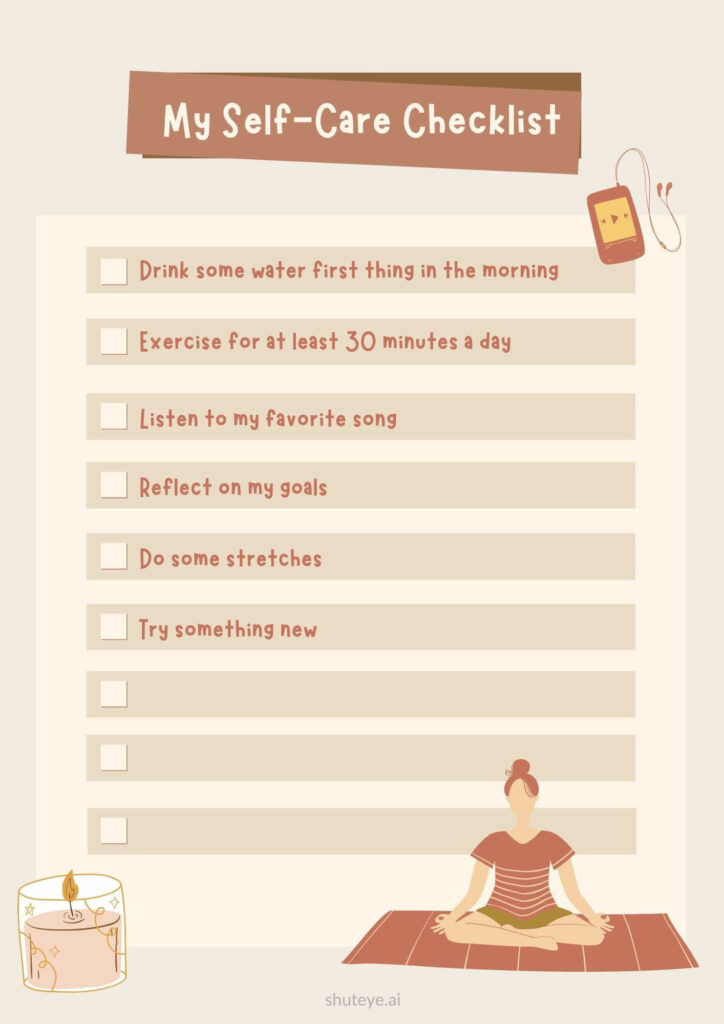 ShutEye Printable Daily Self-Care Checklist