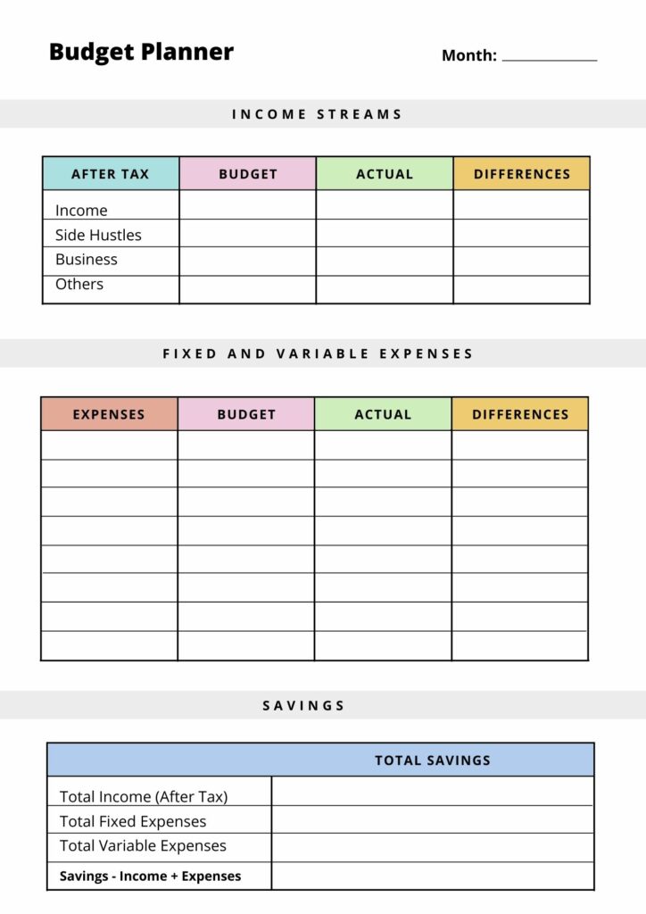 ShutEye Printable Budget Planner