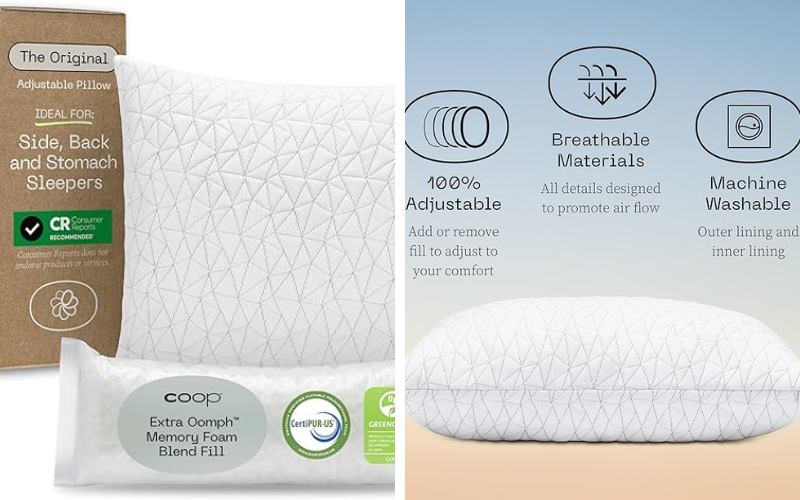 Coop Home Goods Original Adjustable Pillow for neck pain